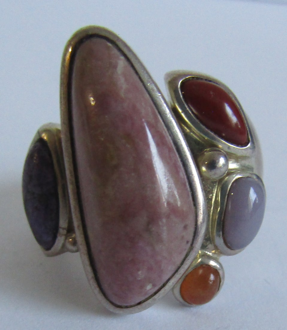 MULTI STONE RING STERLING SILVER 12.6GR SIZE 7 (1 of 4)
