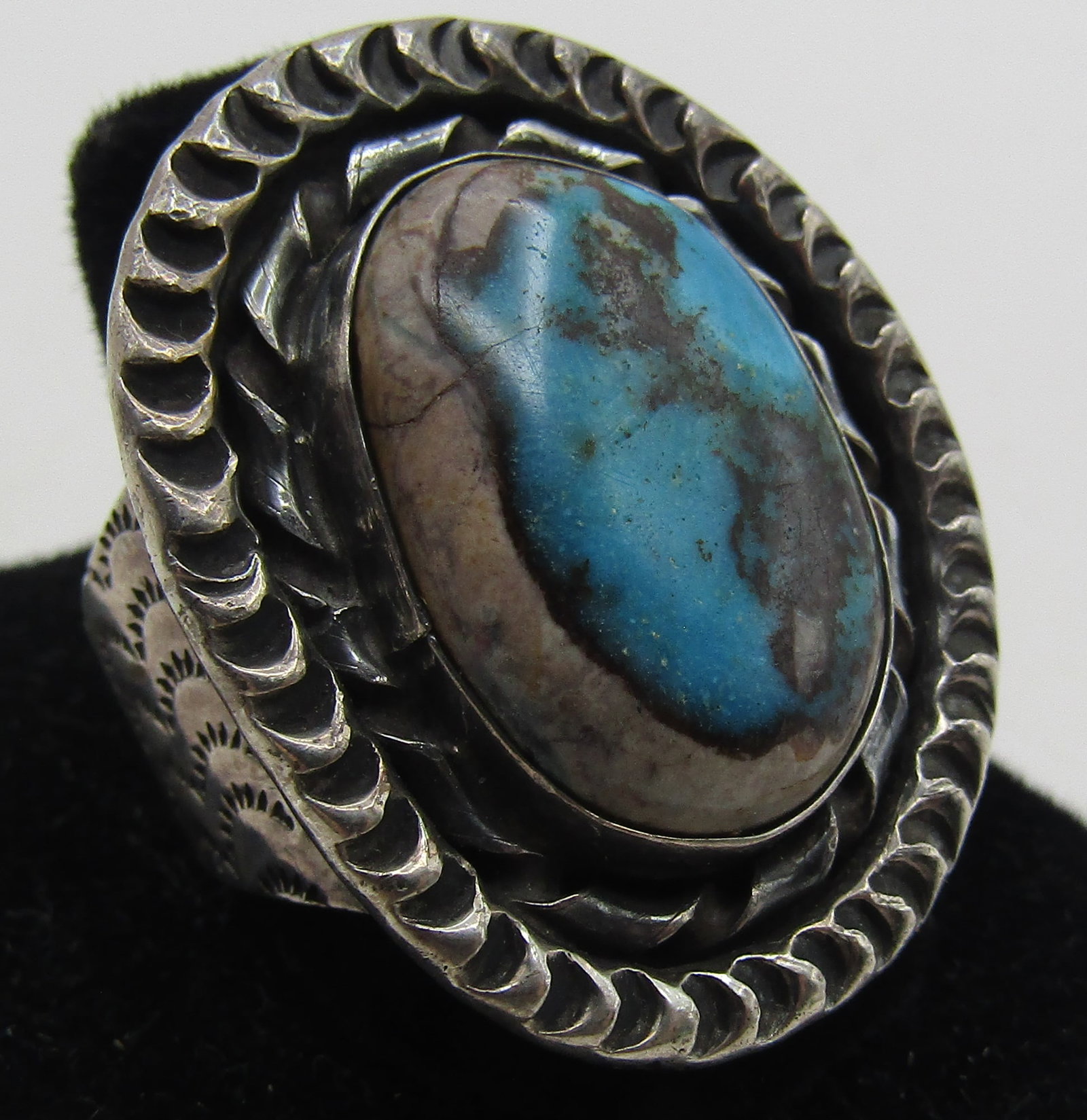 "JP" TURQUOISE RING STERLING SILVER 19GRAM SIZE 9 (1 of 6)