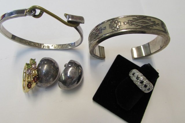 Silver 5 Lot Bracelet Ring Earrings Tiffany & Co: 65 grams 2 pair earrings tiffany & co. 2-24