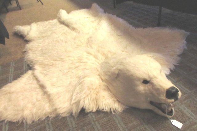 Polar Bear Rug Carpet w/ Head: 54.2. Large 63" x 54"