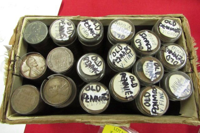 18 Rolls Wheat Pennies One Cent Pre-1960s: 59.1. Various condition & date lot of pennies.