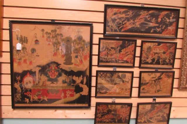 8 Heaven & Hell Japanese Prints Grotesque Art: 29.13. Japanese images of heaven and hell range from depictions of serene paradises to grotesque realms of punishment. Heaven, situated in a land of bliss where devotees are reborn to reside with Amid