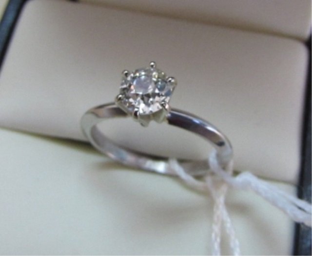 TIFFANY DIAMOND RING 1/2 CARAT PLATINUM: 3.603 TIFFANY PLATINUM DIAMOND RING EUROPEAN CUT1/2 CARAT VS, H COLOR RING SIZE 5. RING STAMPED TIFFANY AND CO 950 PLAT