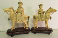 Carved Ivory King & Queen on Horseback