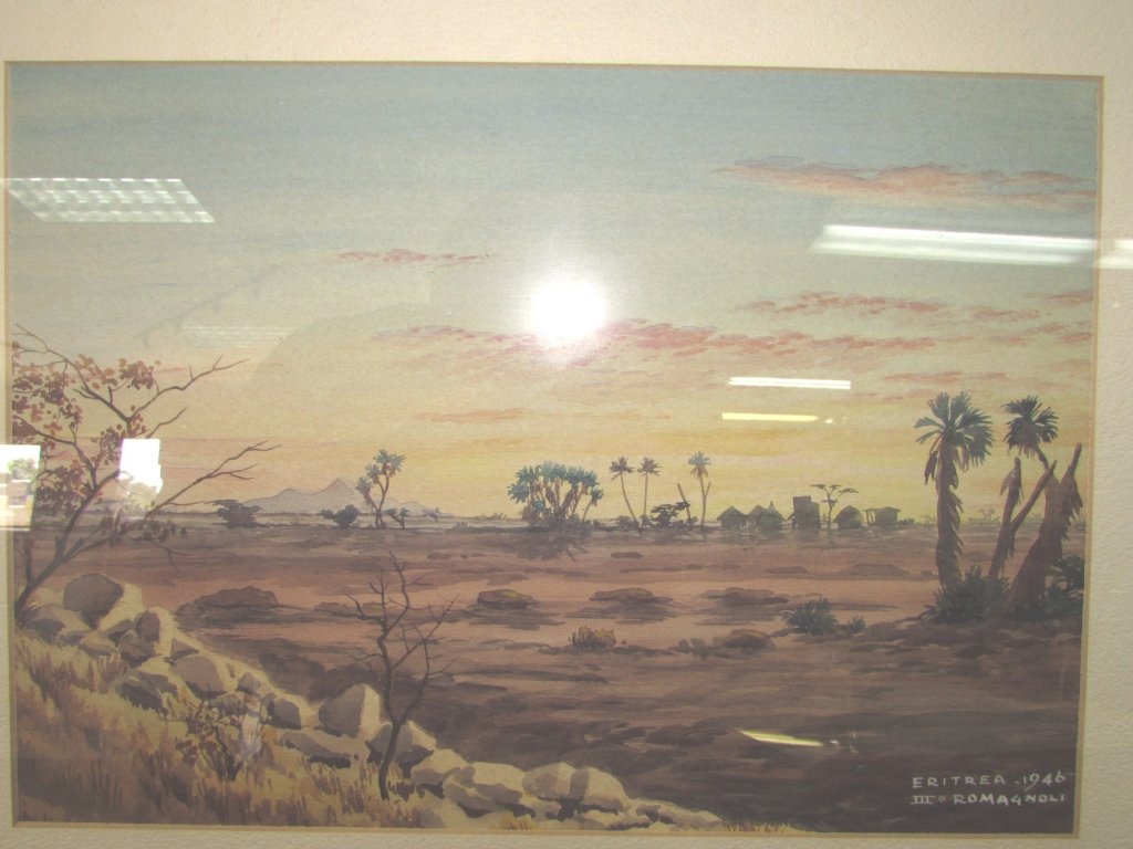 GIOVANNI ROMAGNOLI (1893-1976) ARABIAN WATERCOLOR: 2.0. GIOVANNI ROMAGNOLI (1893-1976) ERITREA FRAMED AFRICAN & ARABIAN DESERT SCENE. IMAGE IS 12.5" X 9". FRAME IS 18" X 15".