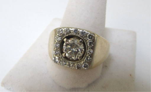 14K GOLD MEN'S 1.75cttw DIAMOND RING SIZE 11: 2.0 MEN'S 1.75cttw DIAMOND RING SIZE 11 10.2 GRAMS CENTER DIAMOND APPROX 1.25ct+ SI3 CLARITY I-J COLOR 16 SIDE DIAMOND EST WEIGHT 0.50ct