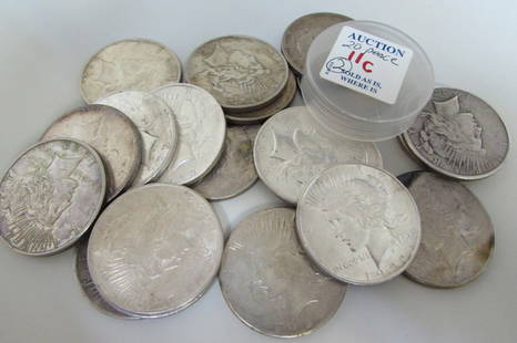 MIXED ROLL OF SILVER PEACE DOLLARS 20 PCS: 2B MIXED ROLL OF 20 SILVER PEACE DOLLARS 1921-1934