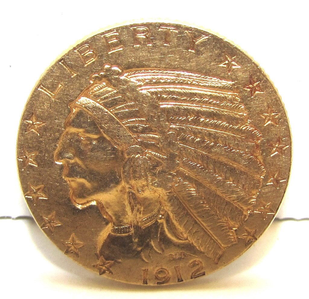 US 1912 GOLD 5 DOLLAR INDIAN COIN: US GOLD 5 DOLLAR INDIAN COIN 1912 UNC