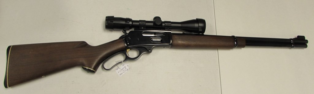 MARLIN 336 RC 30-30 RIFLE & BUSHNELL SCOPE: 2.0 THE MARLIN FIREARMS CO. 336RC 30 30 CARBINE LONG GUN. LEVER ACTION, JM EXTENDED HAMMER, WALNUT WOOD STOCK & FOREARM, GOLD TONE HAIR TRIGGER, MARLIN SYNTHETIC BUTTPLATE, PEEPHOLE FRONT, ADJUSTABLE