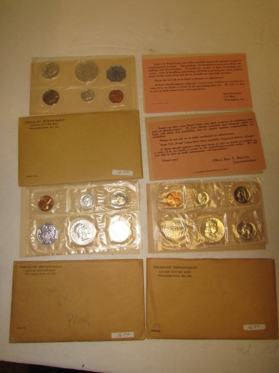 3 US SILVER PROOF COIN SET 1960s GOVT PACK W ENVS: 2.0 SILVER PROOF LOT. 1960, 1962, 1963 PENNIES, NICKELS, DIMES, QUARTERS, HALF DOLLARS. UNCIRCULATED. 15 COINS, $13.65 FACE VALUE.