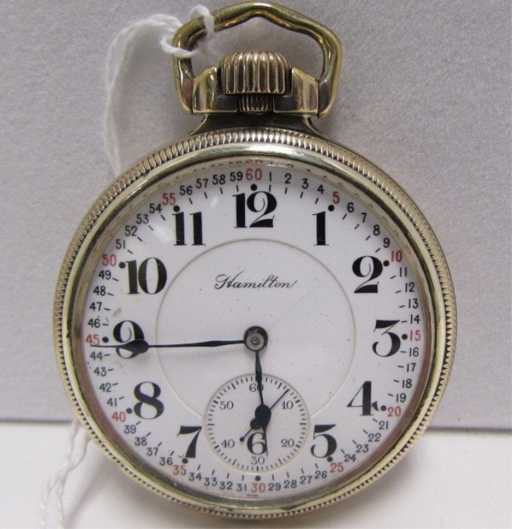 HAMILTON 992 POCKET WATCH 21 JEWEL LEVER SET: 74.13 RAILROAD GRADE HAMILTON SIZE 16 POCKETWATCH. MODEL 992, 21 JEWEL, LEVER SET, DOUBLE ROLLER, ADJUSTED 5 POSITIONS, 10K GOLD FILLED. IN GOOD WORKING CONDITION.