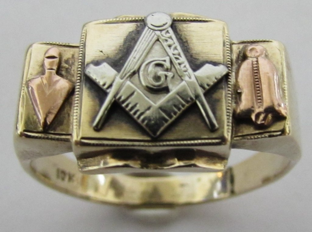 MASONIC RING 10K YELLOW WHITE ROSE GOLD: 136.88 SIZE 11.5