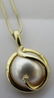 15MM MABE PEARL DIAMOND 14K PENDANT 18K CHAIN GOLD