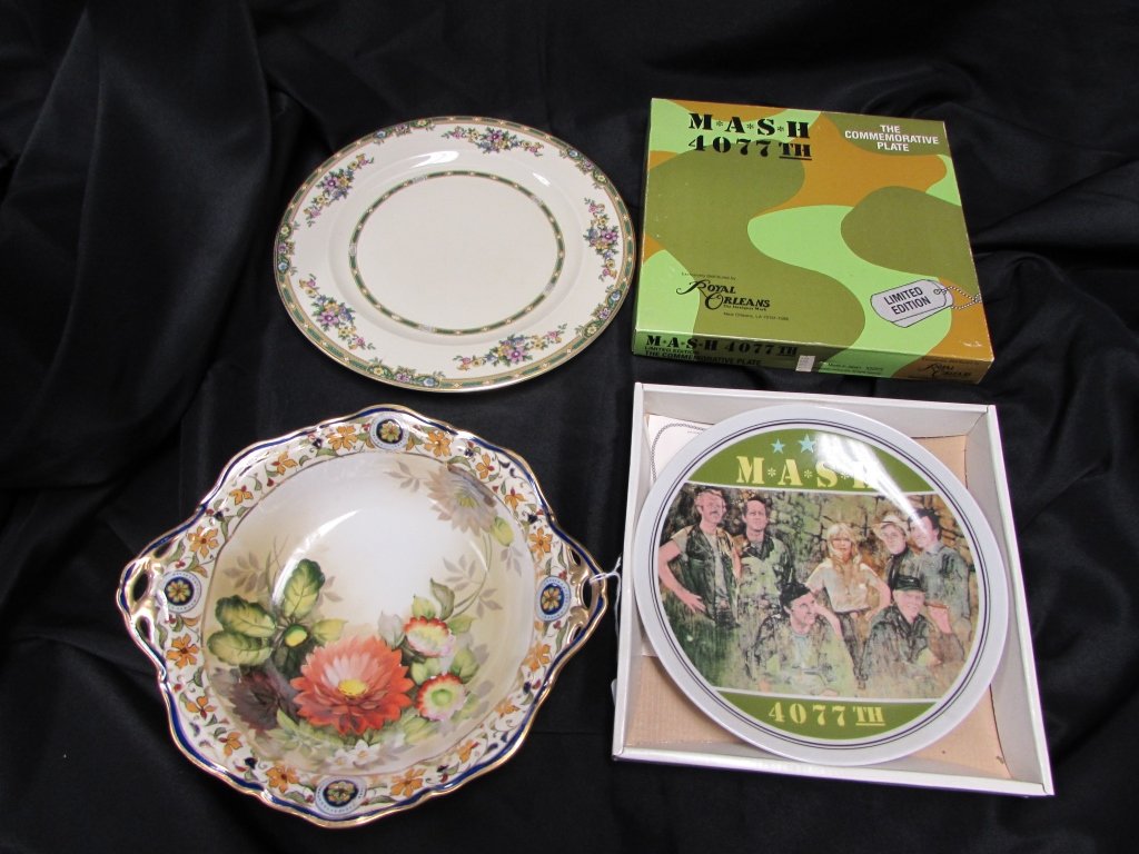 3 PC NIPPON PIRKENHAMMER MASH PORCELAIN PLATES: 294.4 NIPPON BOWL, PIRKENHAMMER PLATE, MASH COMMEMORATIVE PLATE IN BOX. 8.5" - 10.25" WIDE.