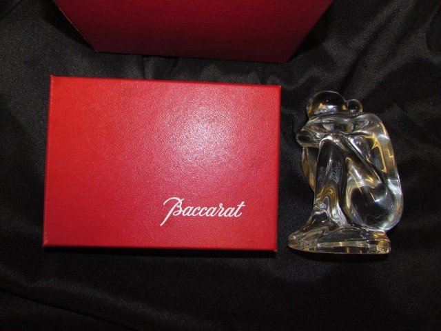 BACCARAT DREAMER NUDE GIRL FIGURINE CRYSTAL: 163.102 BACCARAT CRYSTAL HAND COOLER / PAPERWEIGHT STATUE. 4.5" TALL. INCLUDES ORIGINAL BOX. EXCELLENT CONDITION.