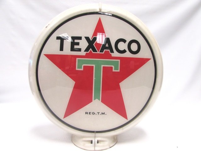 TEXACO SIGN ADVERTISEMENT LIGHT STAR FUEL STATION: 340.9 TEXACO 1940's - '50's AD SIGN FUEL PUMP GLOBE. 16.5" TALL, 15" WIDE. GLASS IN CAPCOLITE BODY. GOOD CONDITION.