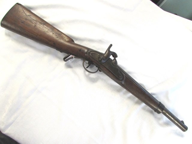 CARBINE 58 CAL AUSTRIAN CAP & BALL RIFLE: 358.5 AUSTRIAN 58 CALIBER CAP & BALL CARBINE. WOOD STOCK, 14.5" BARREL. GOOD CONDITION. (328 851)