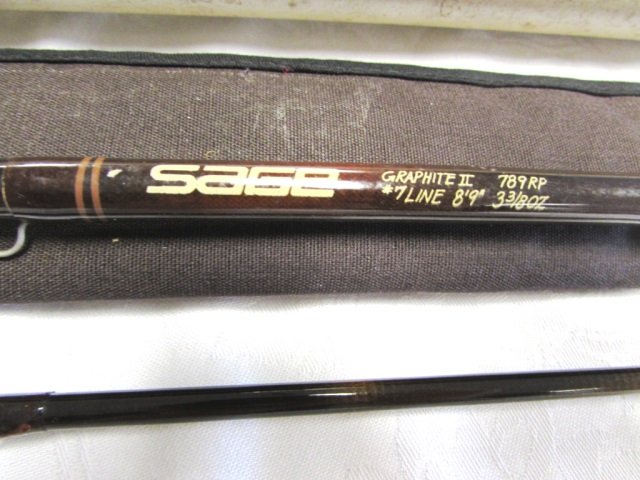 SAGE FLY FISHING ROD GRAPHITE II ROSEWOOD UNUSED: 149.103 SAGE FLY ROD. 8' 9", 3 3/8 oz, ROSEWOOD REEL SEAT, EXTENDED BUTT, NEVER USED, LIKE NEW CONDITION. INCLUDES SLEEVE & CASE. WINSOR WHITE COLLECTION.