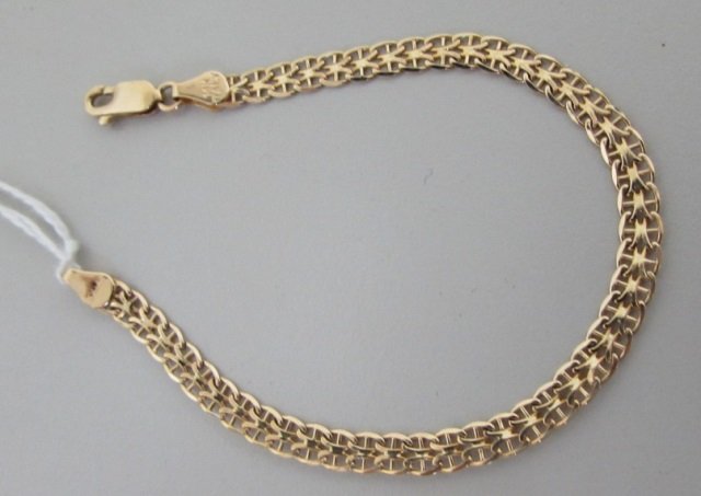 7 1/4" BRACELET 14K GOLD 4.5 GRAM LINK CHAIN: DOUBLE ROW GUCCI LINK VINTAGE ESTATE