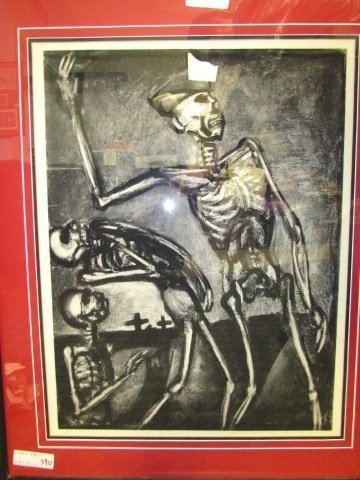 GEORGES ROUAULT ARISE DEAD ETCHING (1871 – 1958): ROUAULT ORIGINAL ETCHING & AQUATINT EDITION 450. ENTITLED "ARISE YE DEAD". 24" x 17" (VIEW), 31.5" x 26" (FRAME). $6750 MSRP TAG.