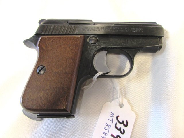 ARMI TANFOGLIO GIUSEPPE PISTOL .25 CAL MODEL GT 27: GT 27 .25 CAL. HAND GUN. BLUED FINISH, 2.25" BARREL, WOOD GRIPS. (MT85895)