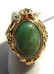 14k GOLD JADE RING GREEN FANCY VICTORIAN FLORAL