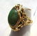 14k GOLD JADE RING GREEN FANCY VICTORIAN FLORAL - 2