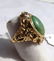 14k GOLD JADE RING GREEN FANCY VICTORIAN FLORAL - 3