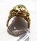 14k GOLD JADE RING GREEN FANCY VICTORIAN FLORAL - 4