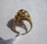 14k GOLD JADE RING GREEN FANCY VICTORIAN FLORAL - 6