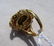14k GOLD JADE RING GREEN FANCY VICTORIAN FLORAL - 7