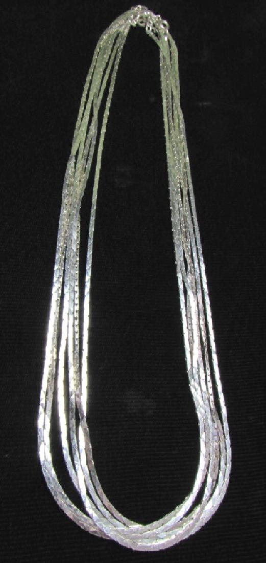 6 STERLING SILVER 17.5" CHAIN NECLACES: SIX STERLING SILVER CHAIN TRIANGLE LINK NECKLACES. 17.5" LONG, 6 GRAMS EACH TOTVER USED CONDITIONAL. NEW NE. (USA SHIPPING FOR THIS ITEM IS $4).