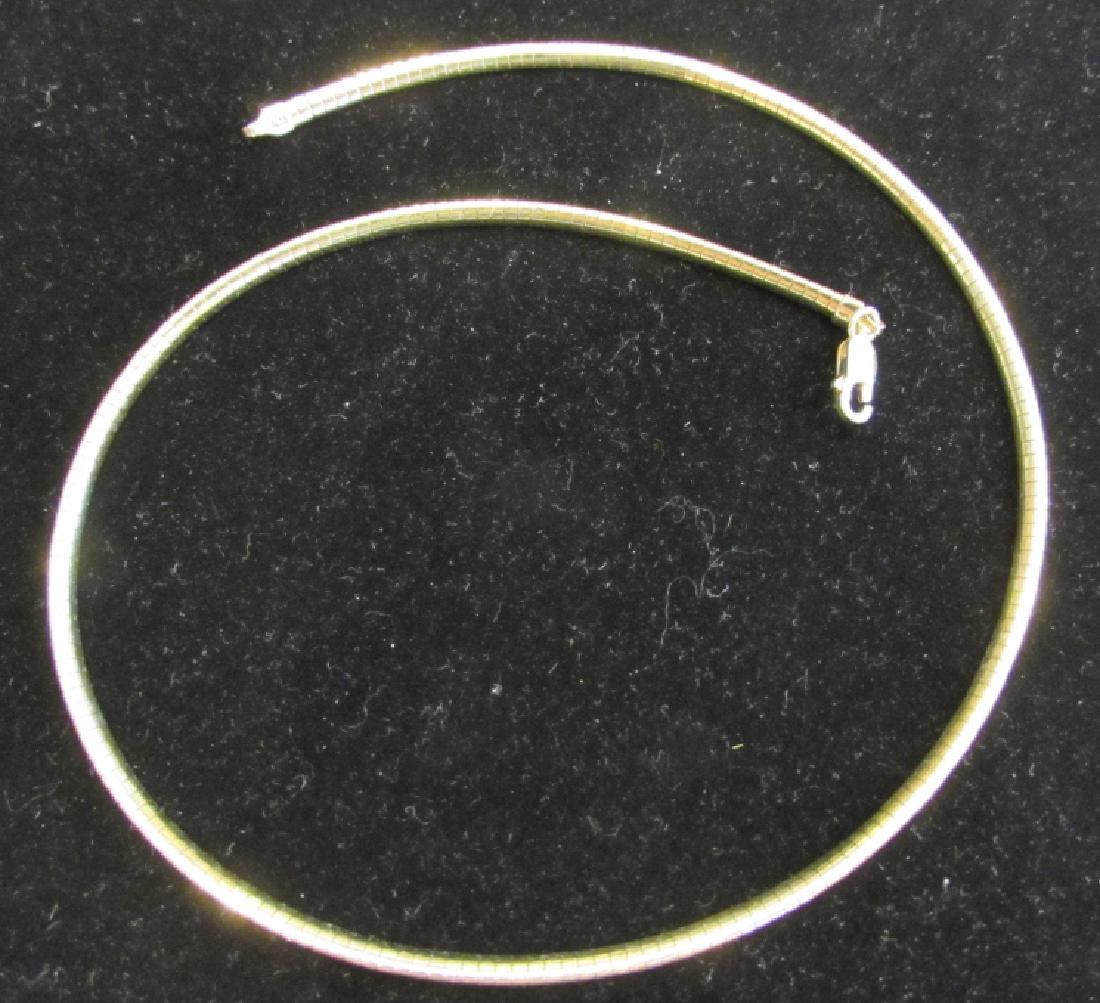 GOLD ON STERLING SILVER OMEGA NECKLACE CHOKER: GOLD ON STERLING SILVER OMEGA NECKLACE. 16.5" LONG, . (USA SHIPPING FOR THIS ITEM IS $4).
