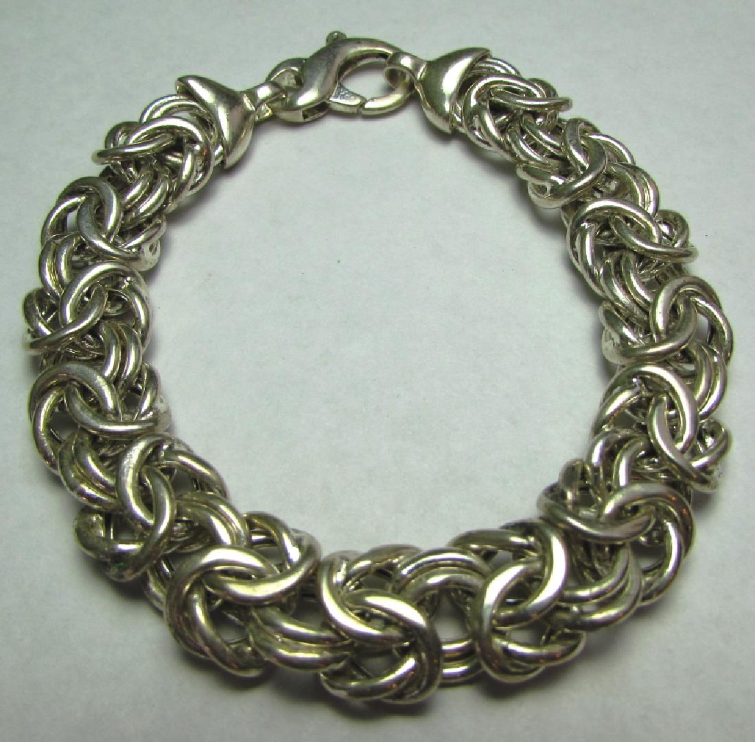 STERLING SILVER BRACELET BYZANTINE LINK 8" MILOR: STERLING SILVER MILOR BYZANTINE LINK 8" LONG BRACELET. WEIGHS 30 GRAMS. (US SHIPPING FOR THIS ITEM IS $4).