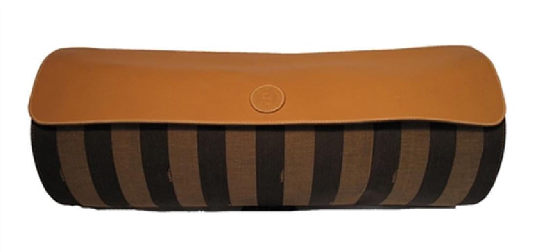 Rare Fendi Monogram Cylinder Tube Bag: Found in the home of an Italian Baroness, this fabulous FENDI monogram cylinder tube bag is in excellent condition. The exterior features the signature monogram Fendi canvas and is precisely trimmed w