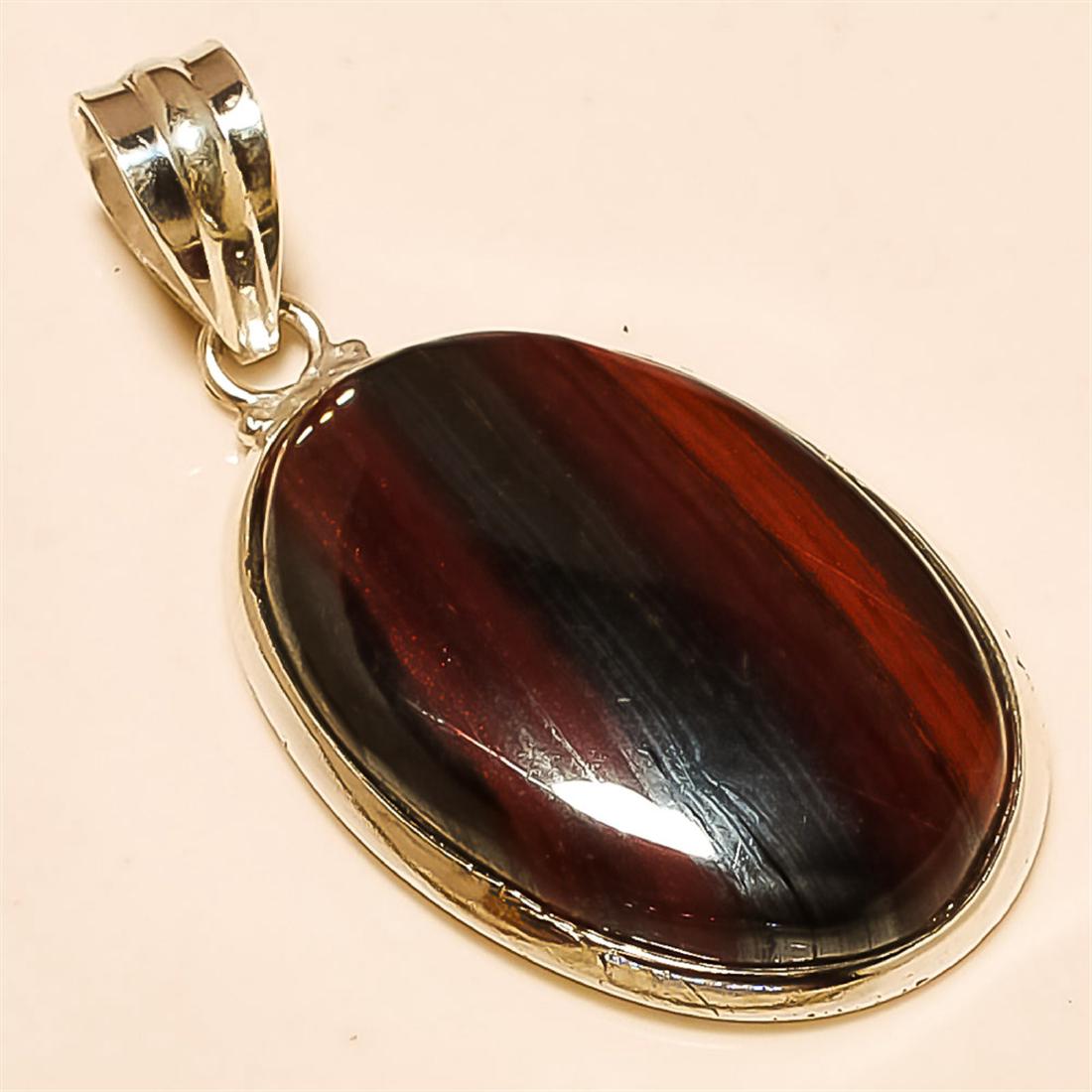 Iron Tiger Eye Pendant Solid Sterling Silver: Iron Tiger Eye Pendant Solid Sterling Silver Length:2 inch Weight:13 gram #P-502