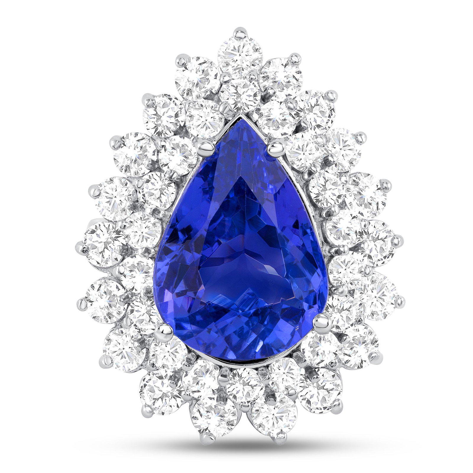 6.21ct Pear Tanzanite & Diamond Ring: 14k White Gold 10.2gm / Pear Tanzanite 6.21ct / Diamond 2.83ct / #LTZ45