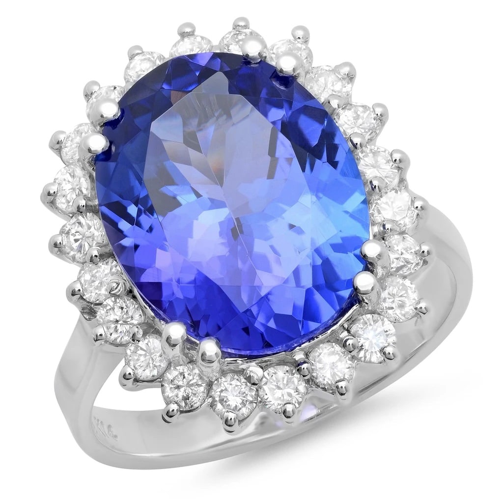 6.93ct Tanzanite 14 K White Gold Ring: 6.93ct Tanzanite 14 K White Gold Ring 14 K White Gold 5.5gm Tanzanite 6.93ct Diamond 0.85ct #P62153