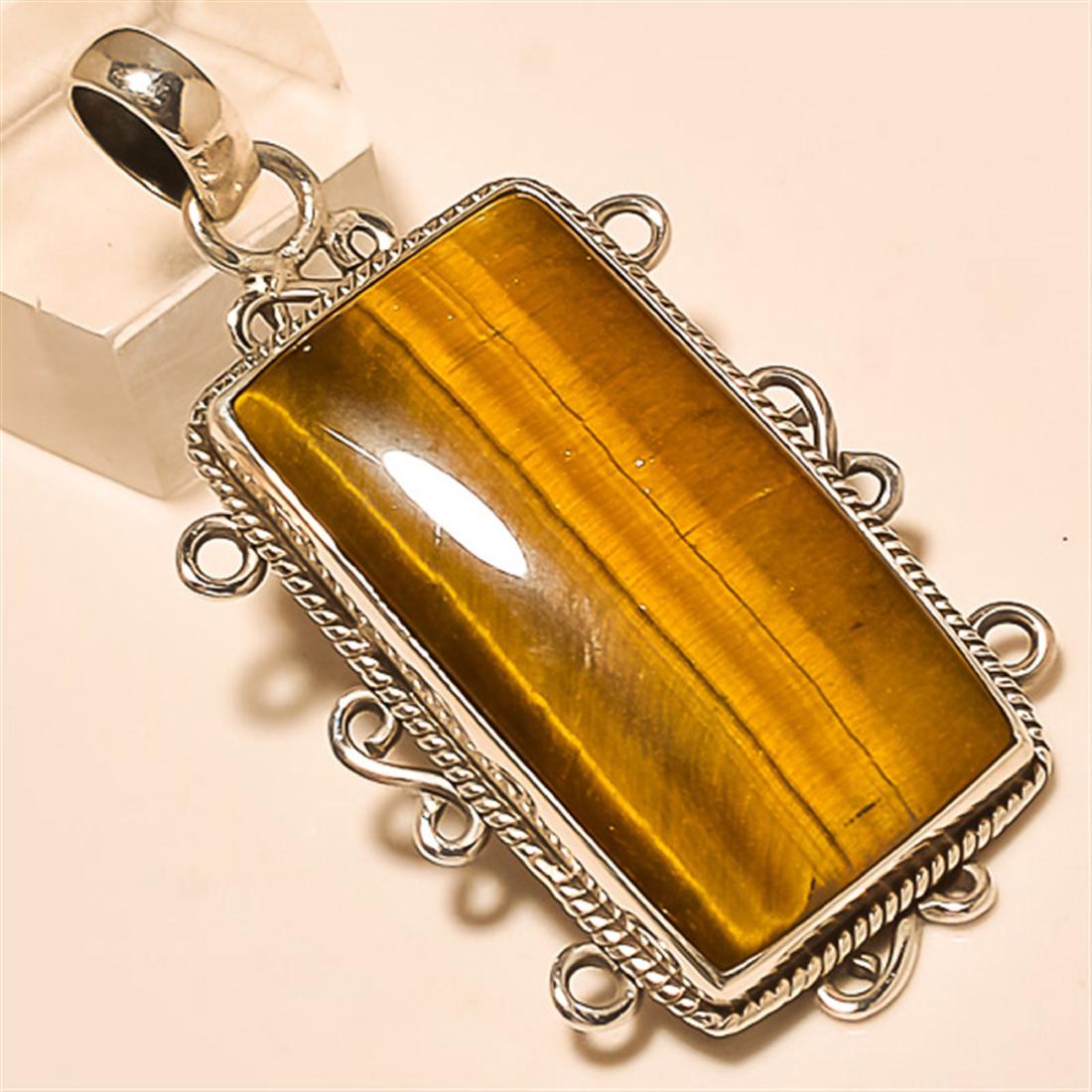 Tiger Eye Pendant Solid Sterling Silver: Tiger Eye Pendant Solid Sterling Silver Length:2 inch Weight:13 gram #P-199