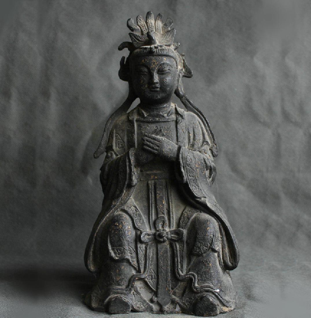 Old China Bronze Goddess Immortal Gods Statue (1 of 5)