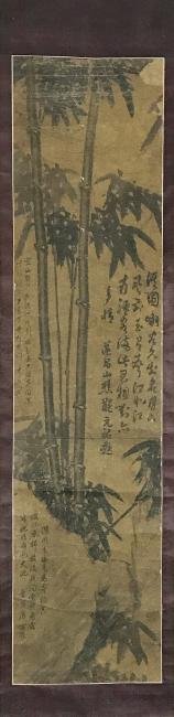Li Qingyang/Zheng Yuanyou, Tang Yin(1470-1524) Bamboo: Chinese ink on paper, seal and signed by Tangyin, scroll; L: 74 in W: 17 1/4 in
