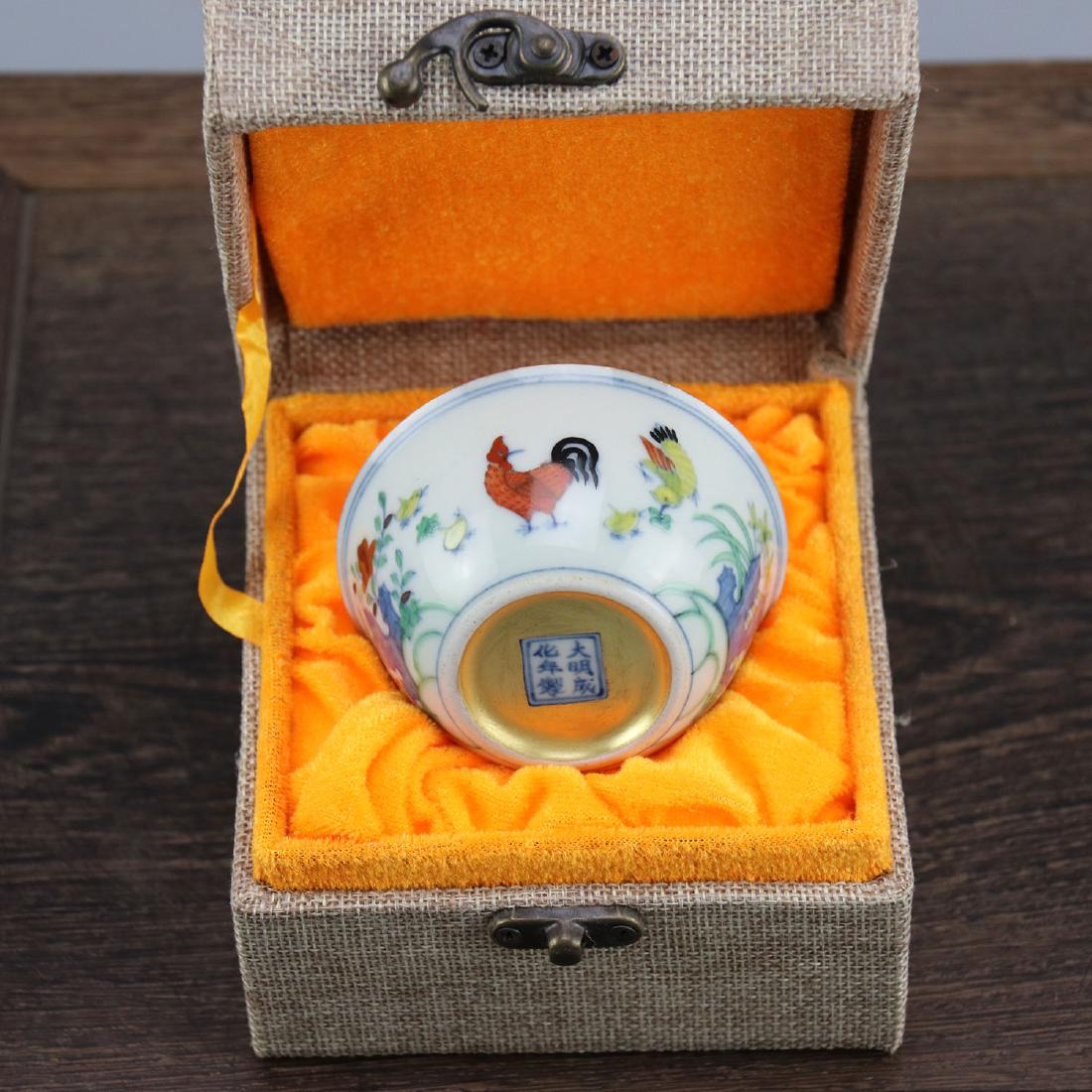 Chinese Gilt Doucai Chicken Cup (1 of 5)