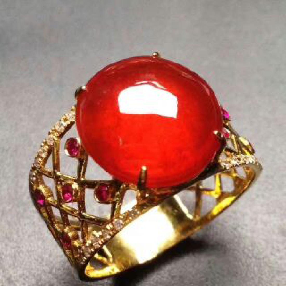 Chinese red Jadeite ring (1 of 3)