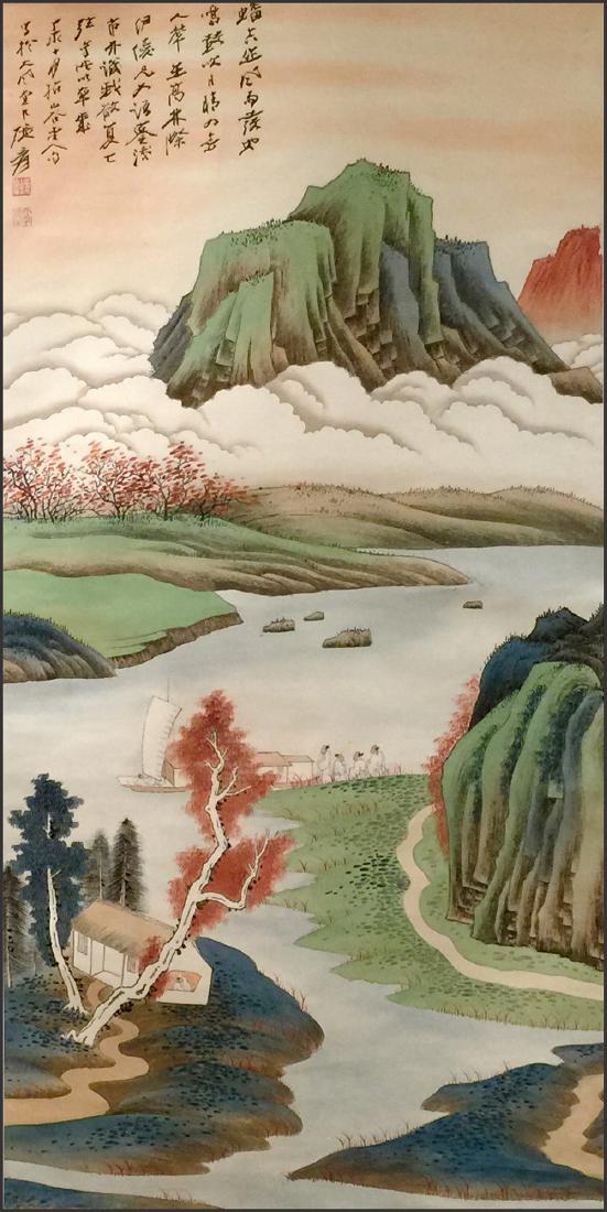 CHINESE SCROLL PAINTING OF LANDSCAPE