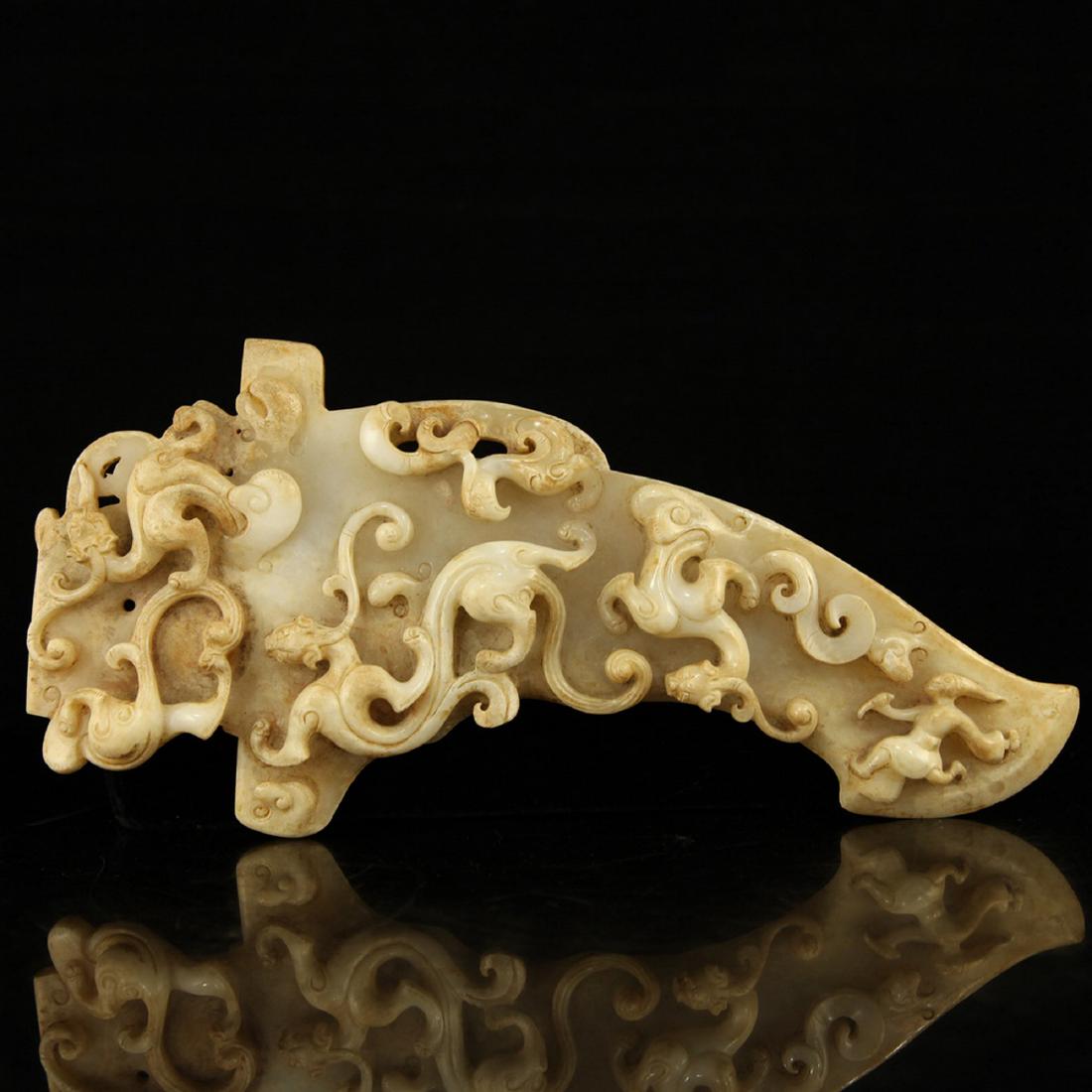 CHINESE HAN HETIAN JADE CARVED AXE (1 of 14)