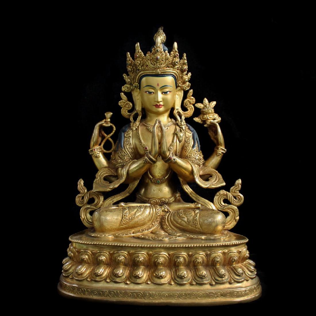ANTIQUE TIBETAN GILT BRONZE BUDDHA STATUE (1 of 4)