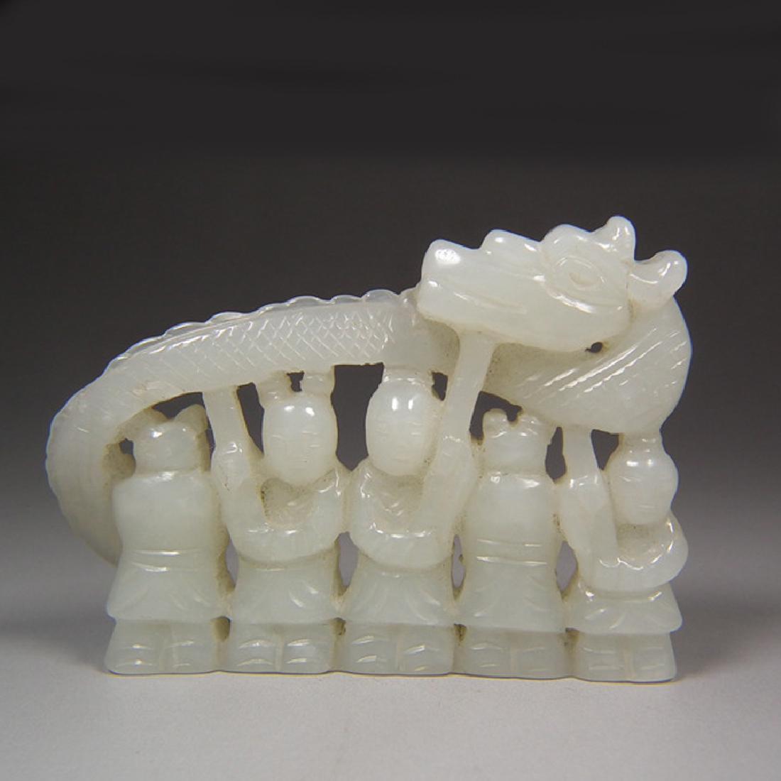 MING DYNASTY HETIAN GREEN WHITE JADE HOLLOWED-OUT HIGH (1 of 8)