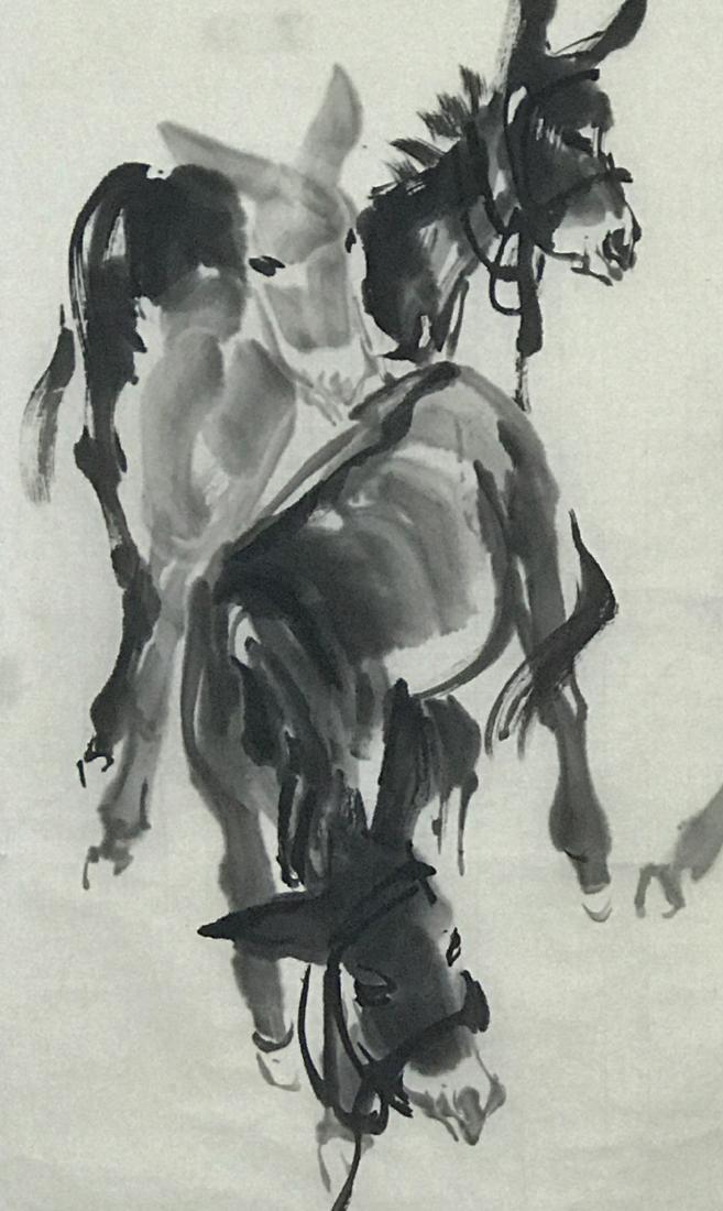 CHINESE PAINTING OF DONKEY SIGNED HUANG ZHOU (1 of 3)