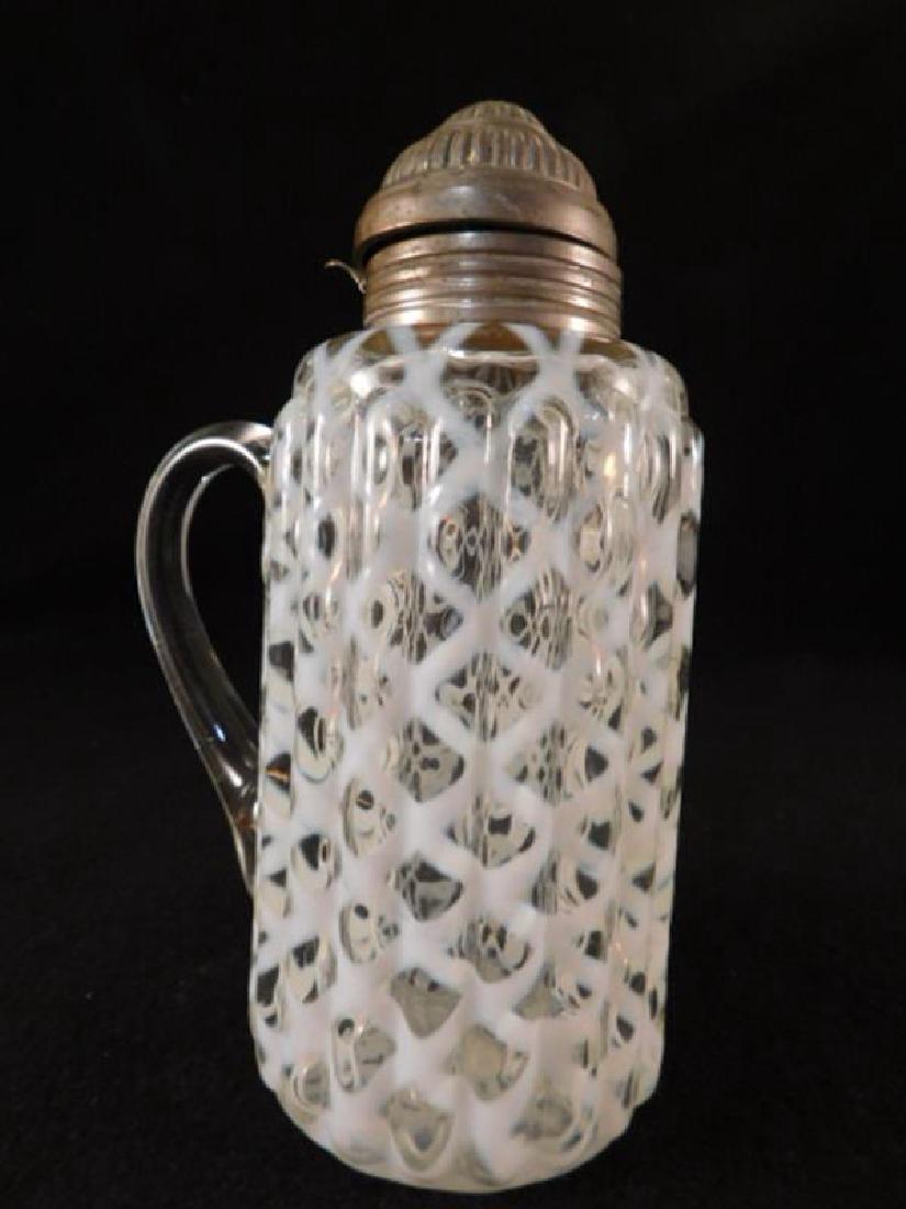 LATTICE DIAMOND OPTIC SYRUP PITCHER JUG OPALESCENT (1 of 2)
