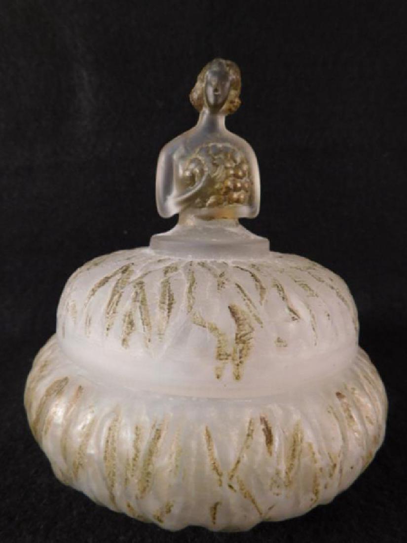 VINTAGE SATIN GLASS LADY POWDER JAR (1 of 3)